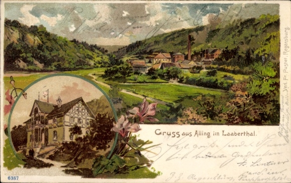 Litho Alling im Laabertal Sinzing an der Donau Oberpfalz, Panorama