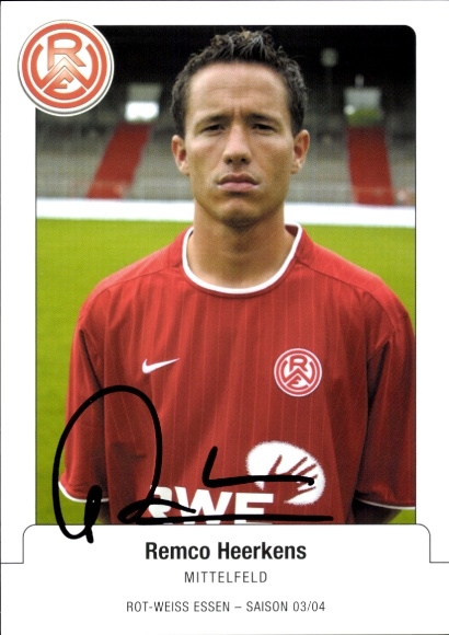 Autogrammkarte Fußballer Remco Heerkens, Rot Weiss Essen, Autogramm