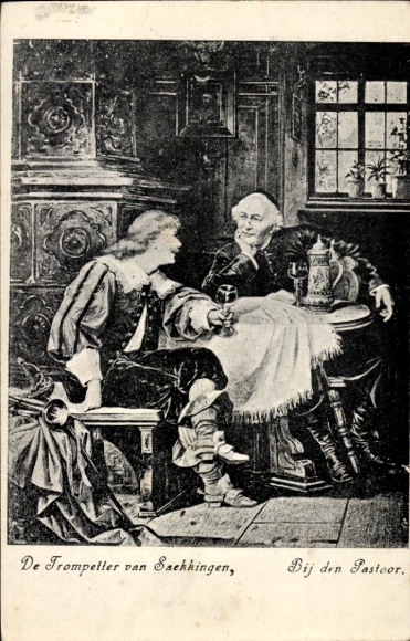 Artist Postcard Trumpeter from Säckingen, At the Pastor