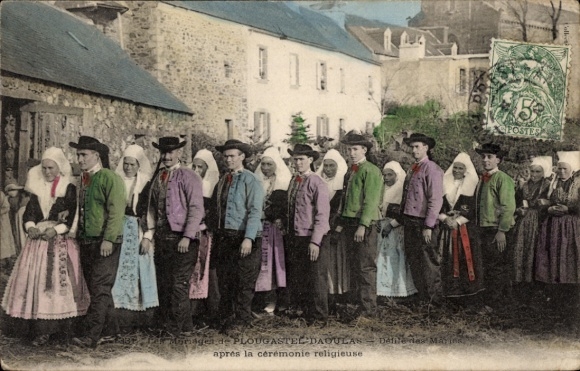 Postcard Plougastel Daoulas Finistère, after the religious ceremony