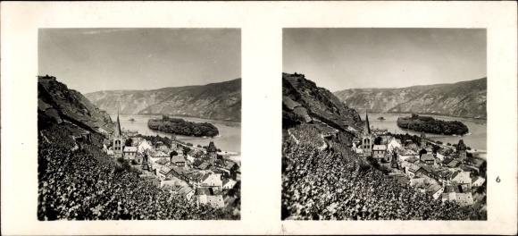 Stereo photo Bacharach am Rhein in the Mainz Bingen district, city view