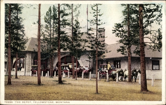 Ansichtkaart Yellowstone Montana USA, depot
