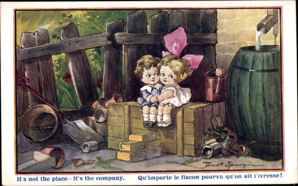 Artist Postcard Spurgin, Fred, It&#39;s not the place, it&#39;s the company, Lovers on backyard