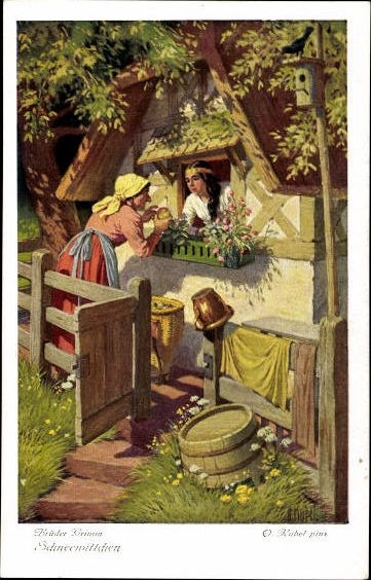 Set of 6 artist PCs in envelope, fairy tale: Snow White by Otto Kubel