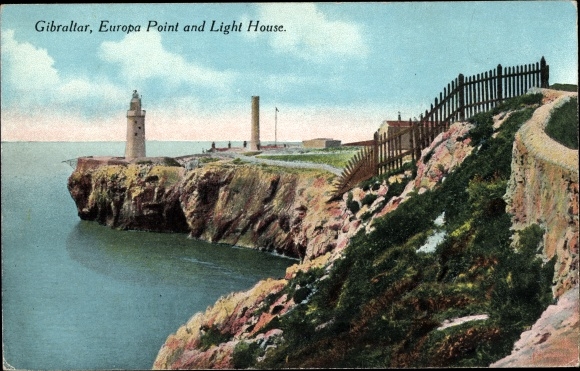 Postcard Gibraltar, Europa Point and Lighthouse
