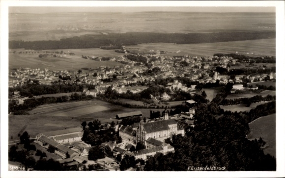 Postcard Fürstenfeldbruck in Upper Bavaria, aerial photograph
