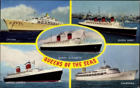 Ak Dampfer Queen Mary, Canberra, Verenigde Staten, Oriana, P&O, Cunard