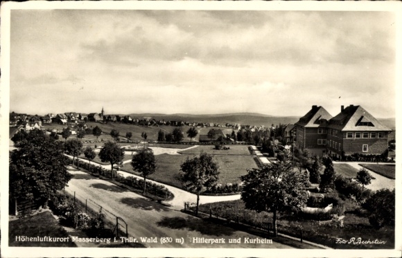 Postcard Masserberg in Thuringia, Hitler Park and Kurheim