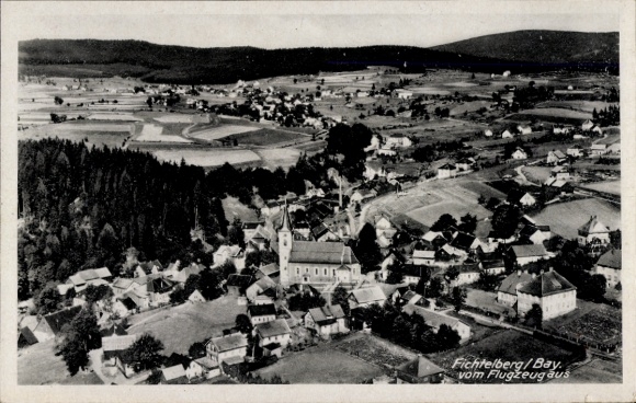 Postcard Fichtelberg in the Fichtelgebirge Upper Franconia, aerial photograph