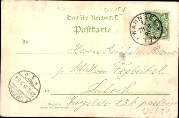 Chromo-Litho Berlin Zehlendorf Nikolassee, Beelitzhof, Restaurant H. Krüger, Wannsee station