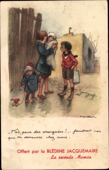 Artist Postcard Poulbot, Franciscque, You&#39;re afraid of spiders, National League against the Slums