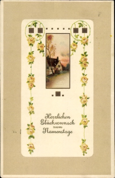 Passepartout PC congratulations name day, village idyll