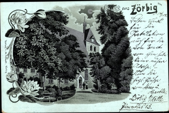 Maanlicht Litho Zörbig Saksen Anhalt, Kerk