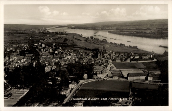 Postcard Geisenheim am Rhein Hessen, aerial photograph