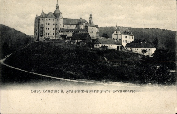 Ak Lauenstein Ludwigsstadt in Opper-Franken, Kasteel Lauenstein, Frankisch-Thüringse grenswachttoren