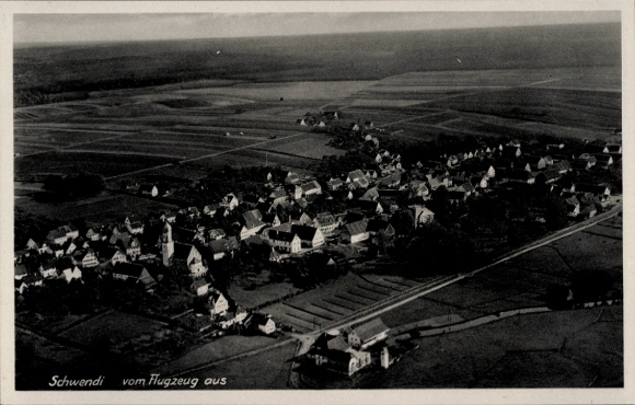 Postcard Schwendi in Upper Swabia, aerial photograph