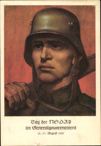 Artist Postcard Hoeck, W., Krakow, Day of the NSDAP in the General Government 1941, Wehrmacht soldier