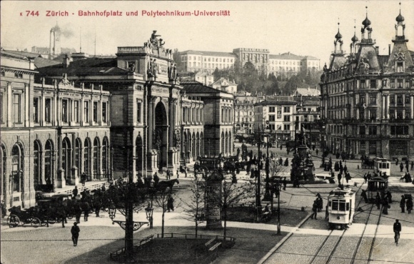 KP Zurich City Szwajcaria, Bahnhofsplatz i Politechnika, tramwaj, stacja kolejowa