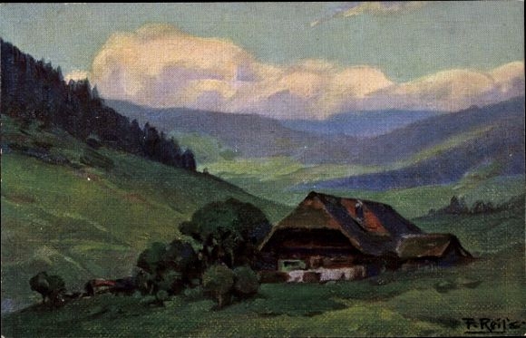 Artist PC Reiss, Fritz, summer in the Black Forest, house