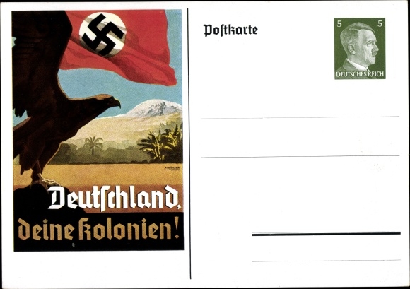 KP pocztowa Niemcy, wasze kolonie, orzeł, Stowarzyszenie Kolonialne Rzeszy Drezno 1938