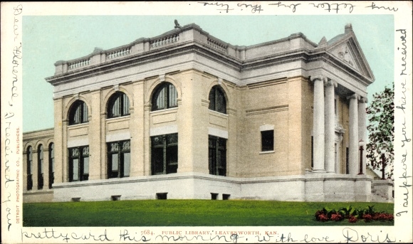 Ak Leavenworth Kansas VS, Openbare Bibliotheek