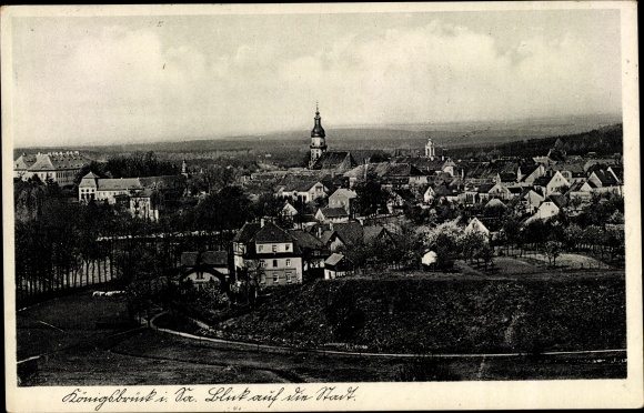 Postcard Königsbrück in Oberlausitz, church, city panorama