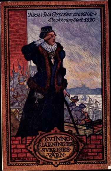 Artist Postcard Stockholm Sweden, Castle 1520, Christina Gyllenstierna