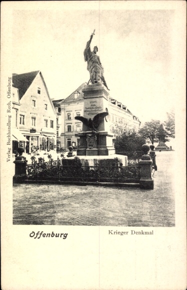 PC Offenburg in Baden Black Forest, Warrior Memorial, Publisher Bookstore Roth