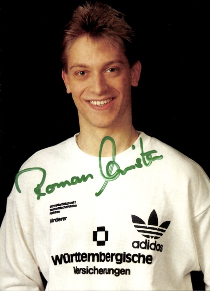 Photo foil fencer Roman Christen, autograph