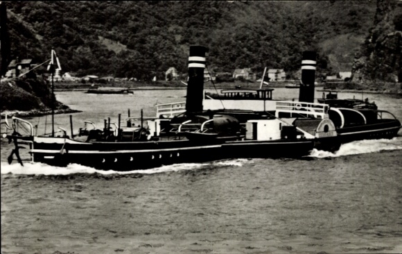 Postcard side-wheel tug steamer RK XIV Oskar Huber