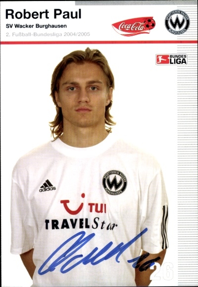 Autogrammkarte Fußballer Robert Paul, SV Wacker Burghausen, Autogramm