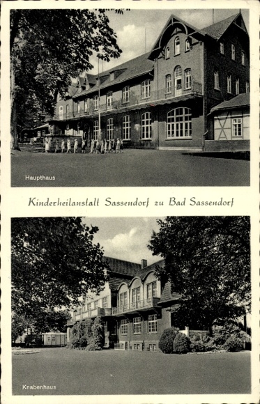 Postcard Bad Sassendorf in the district of Soest, children's hospital, main building, boys' house