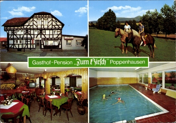 KP Poppenhausen nad Wasserkuppe Rhön, pensjonat, basen, budynek z muru pruskiego, pokój gościnny, konie