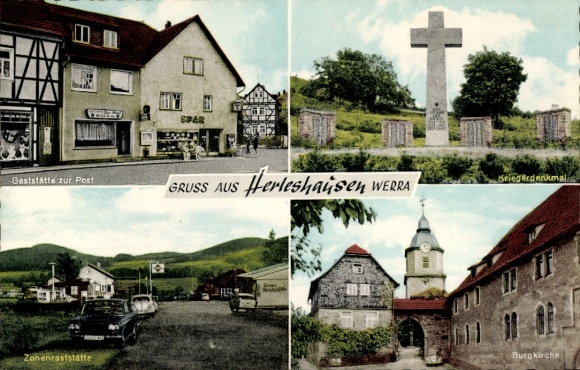 Ak Herleshausen Werra, Restaurant zur Post, monument