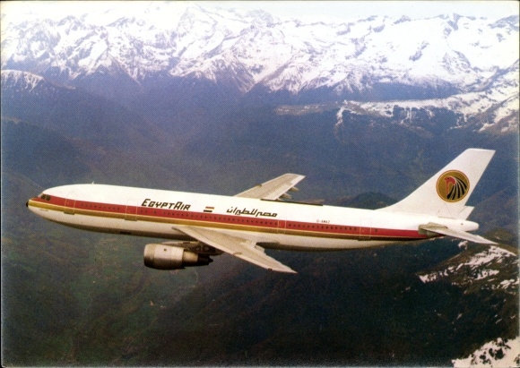 Postcard Egyptian passenger plane, Egypt Air, Airbus A 300