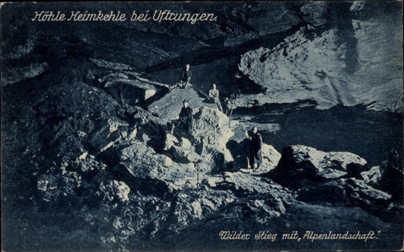 Postcard Uftrungen South Harz, Heimkehle cave, Wilder Stieg with Alpine landscape