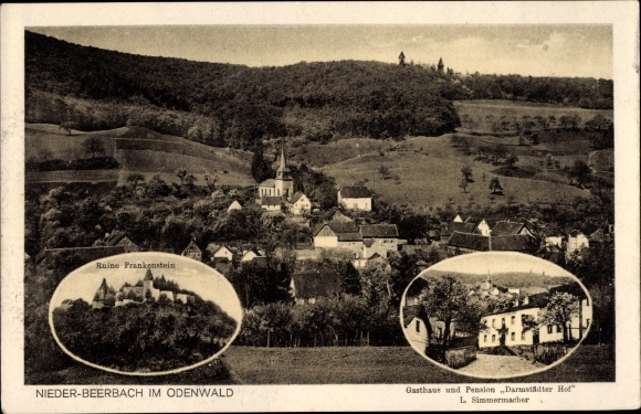 PC Nieder Beerbach Mühltal in the Odenwald, Frankenstein ruins, Darmstädter Hof inn, panorama