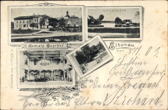 Postcard Elbenau Schönebeck on the Elbe, Hamels Gasthof, Liesekuhle
