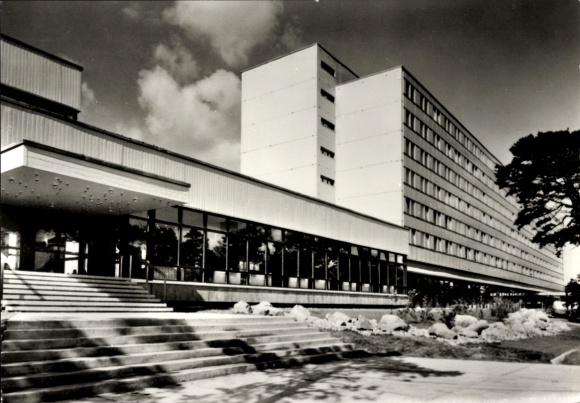 Postcard Ostseebad Zinnowitz on Usedom, holiday home Roter Oktober, modern architecture, Baltic Sea resort