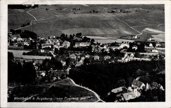 Postcard Westheim near Augsburg Neusäß in Swabia, aerial photograph