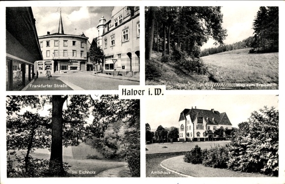Ak Halver in Westfalen, buitenzwembad, Frankfurter Straße, Eichholz, kantoorgebouw