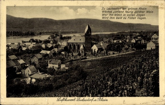 Postcard Leutesdorf on the Middle Rhine, Panorama