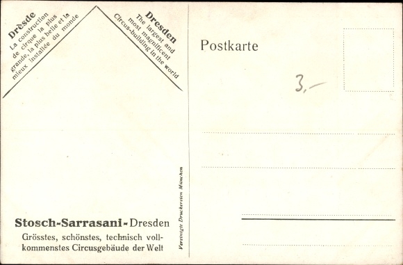KP artysty Stare miasto w Dreźnie, budynek cyrku Stosch-Sarrasani