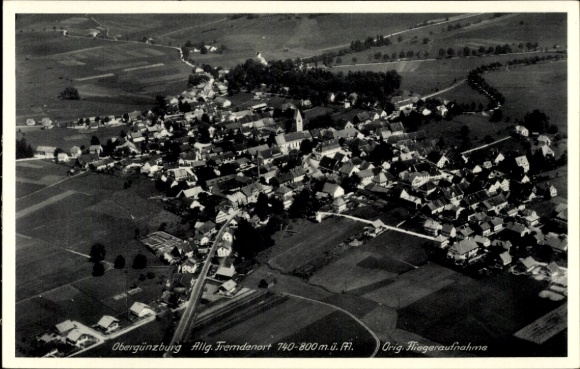 Ak Obergünzburg im Allgäu, Fliegeraufnahme