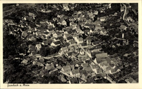 Postcard Gambach Karlstadt in Lower Franconia, aerial photograph