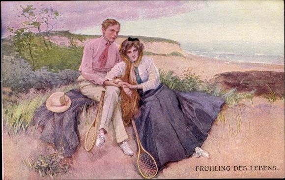Künstler Ak Frühling des Lebens, Tennisspieler