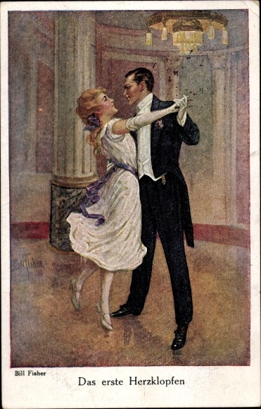 Artist Postcard Fisher, Bill, The first heartbeat, dancing couple