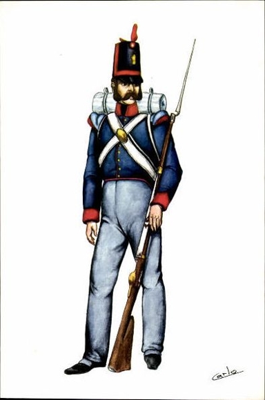 17 alte Ak mit Beiheft Uniformen des spanischen Militärs