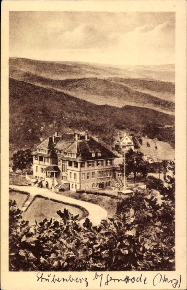 Ak Gernrode Quedlinburg in het Harzgebergte, Kurhotel Stubenberg, landschap, bergen