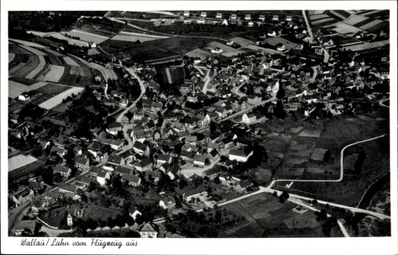 Postcard Wallau Biedenkopf an der Lahn, aerial photograph